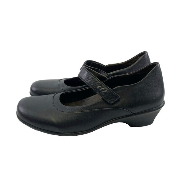 Wolky Mary Jane Pump Adjustable Black Leather Low Heel Round Toe Womens 41 US 10 - Picture 1 of 14